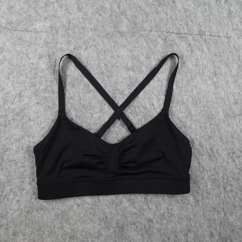 All Access Sports Bra Women Extra Small Black Ruched Front Strappy Racerback